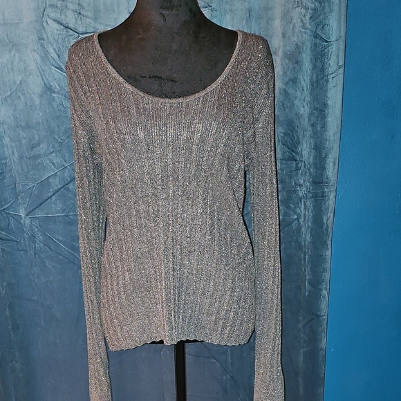 White House Black Market Sweaters - White House Black Market - NWT - Heather Asphalt w/ Lurex - Scoop NK PullOver XL